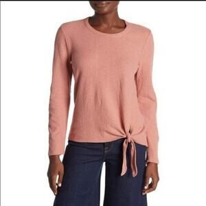 Madewell Rosewood Pink Textured Long Sleeve Side Tie Waste Top